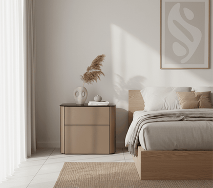 Malaga Two-Drawer Bronze Bedside Table