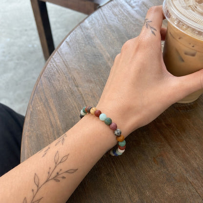 Mix Stones Matte Round Bracelet - 8mm