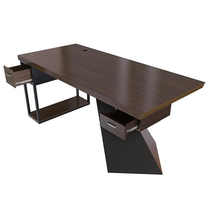 Modern K-Leg Steel Frame Office Desk with 2 Drawers