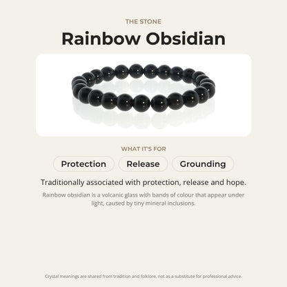 Obsidian Rainbow Round Bracelet - 8mm