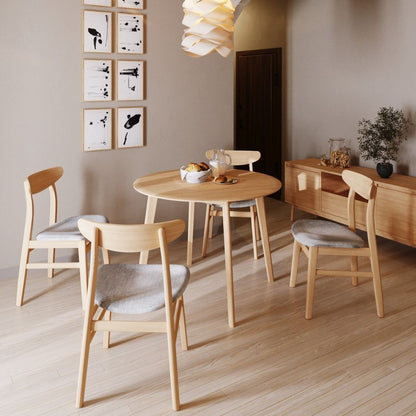 Oslo Round Natural Rubberwood Dining Set