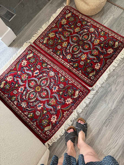 Persian Kashan Twin Rugs | 2' 2" x 2' 8"