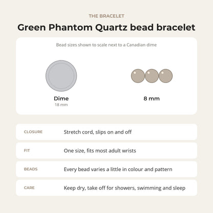 Phantom Quartz Green Round Bracelet - 8mm