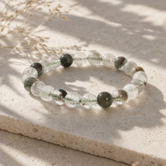 Phantom Quartz Green Round Bracelet - 8mm
