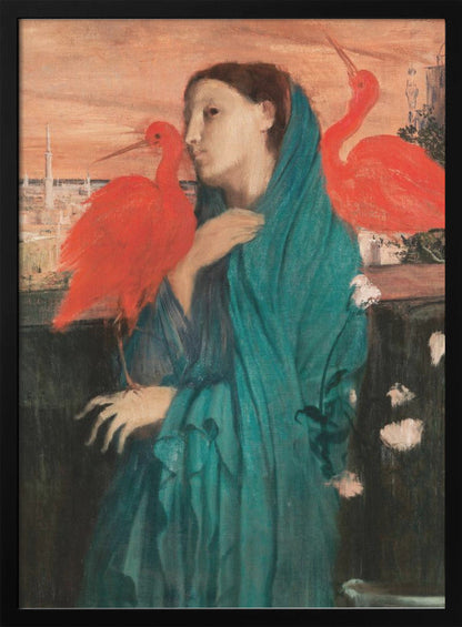 Wandbild Junge Frau mit Ibis
