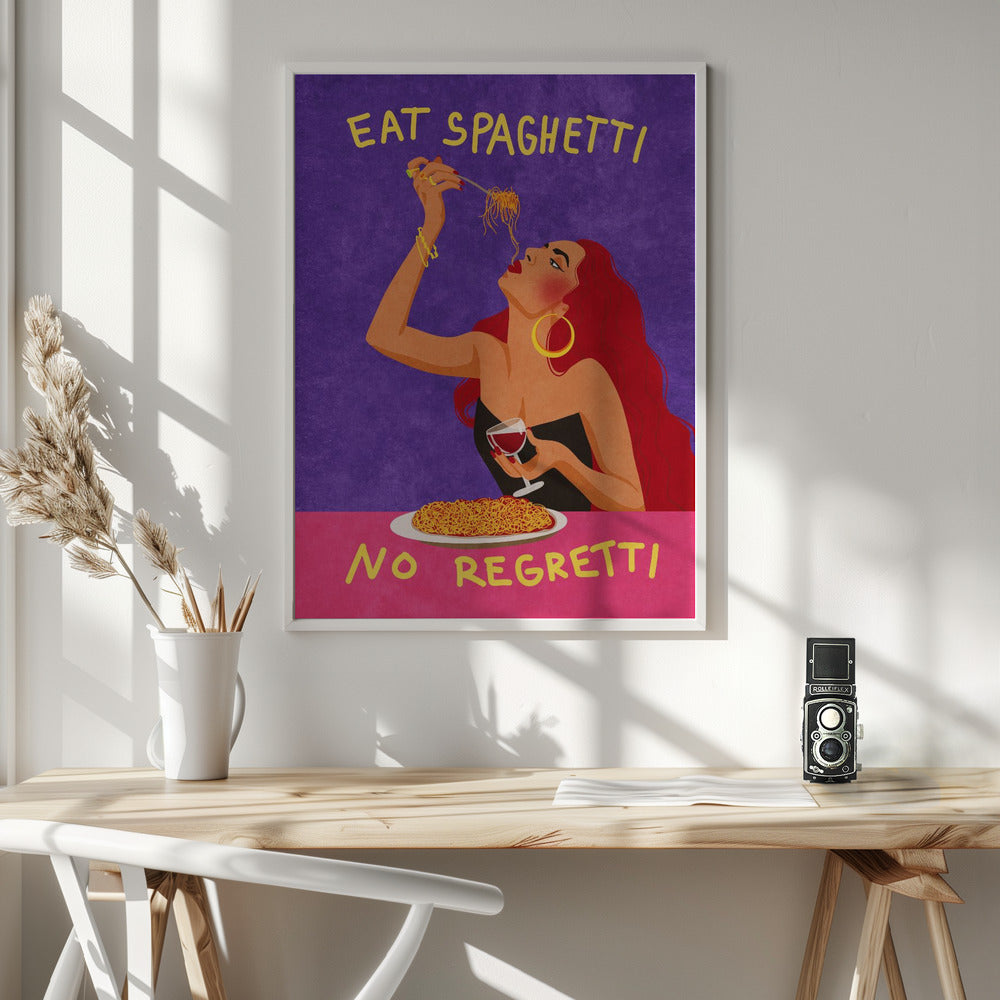 Wandbild Spaghetti essen – kein Bedauern