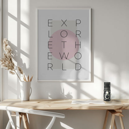 Wandbild Erkunde die Welt - rosa