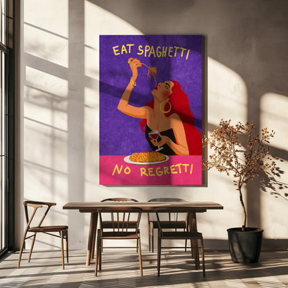 Wandbild Spaghetti essen – kein Bedauern