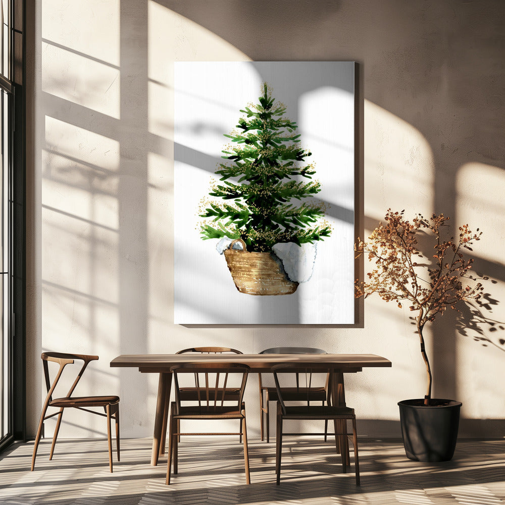 Wall art Cozy watercolor Christmas tree (2) Canvas Print