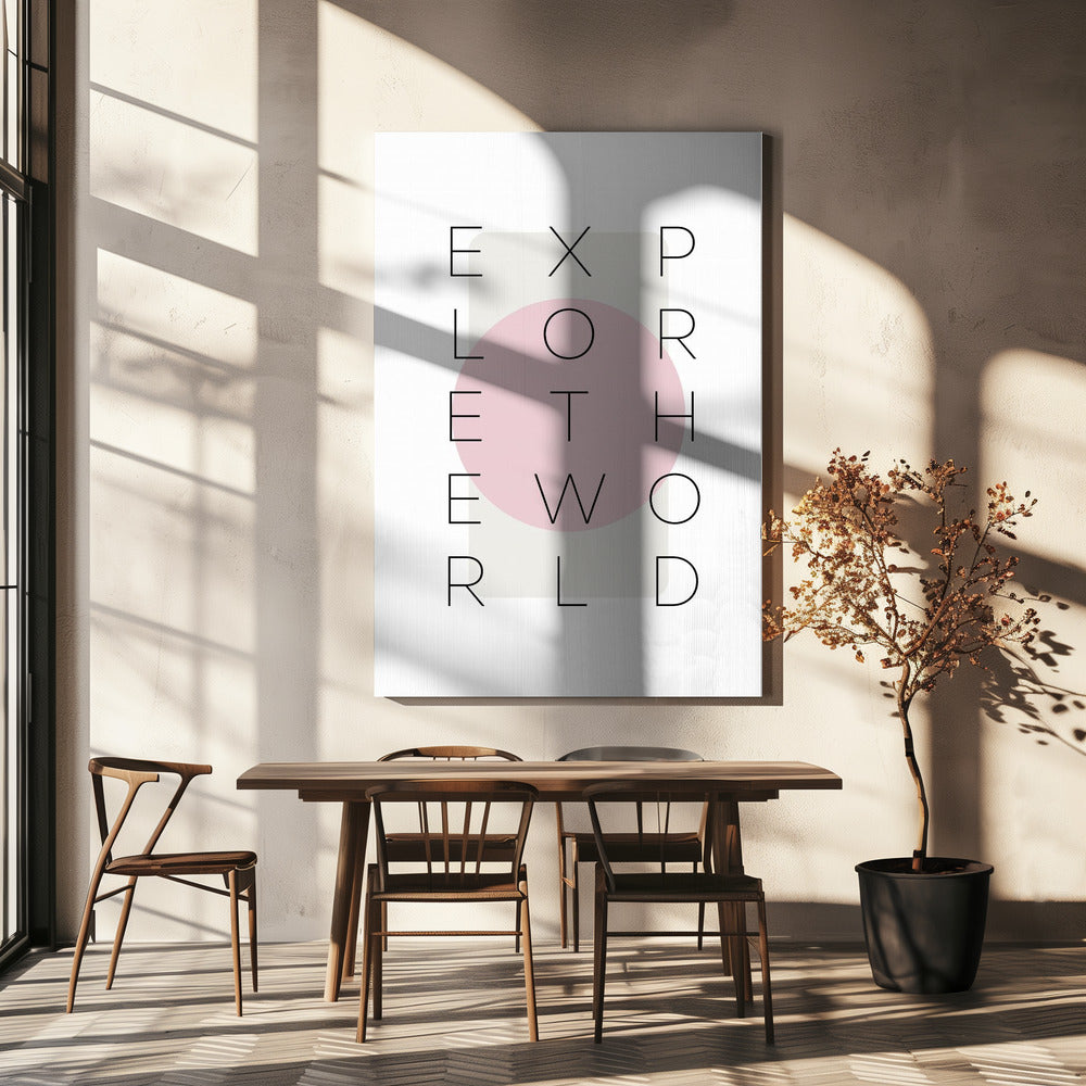 Wandbild Erkunde die Welt - rosa
