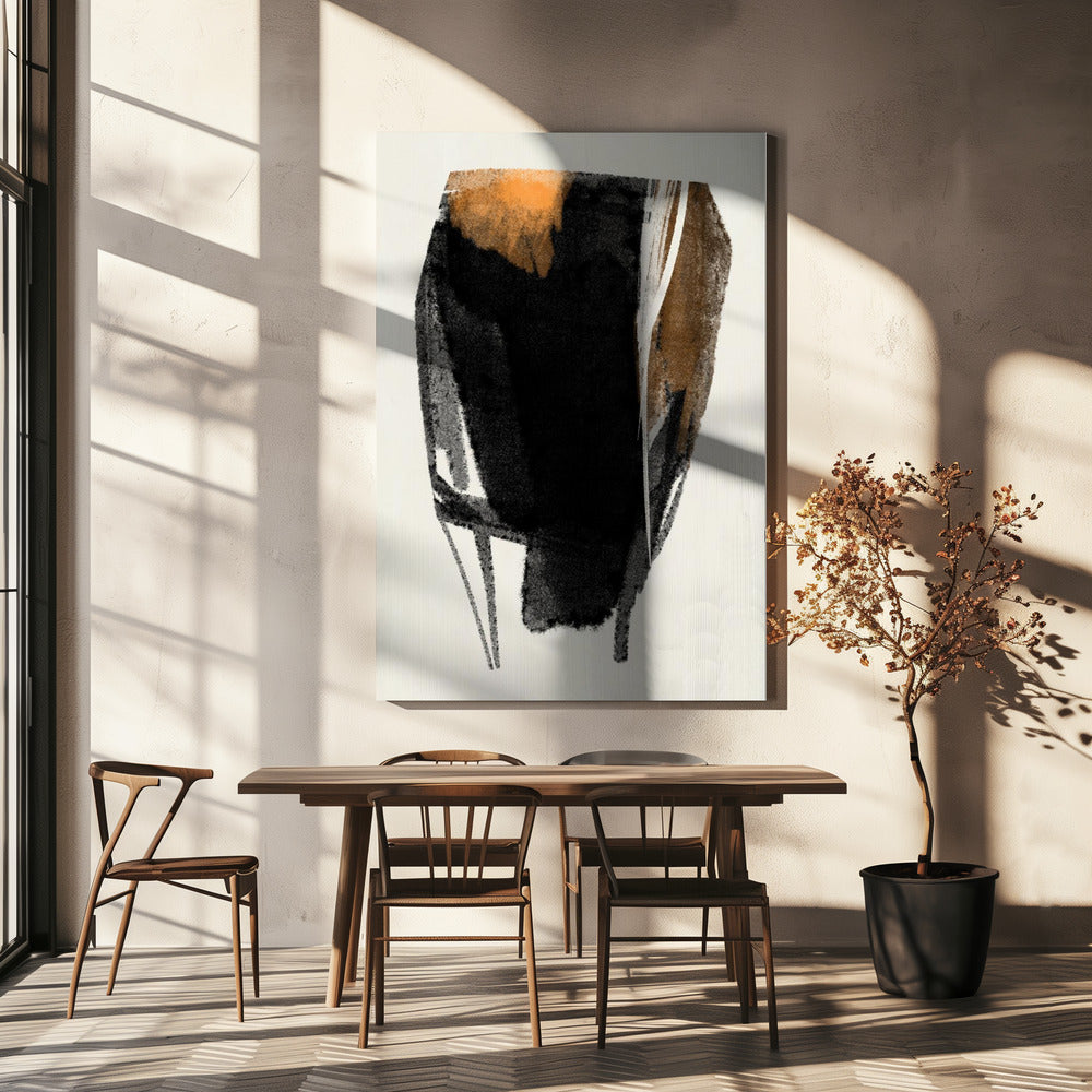 Wandbild Schwarze Figur auf neutralem Hintergrund 2
