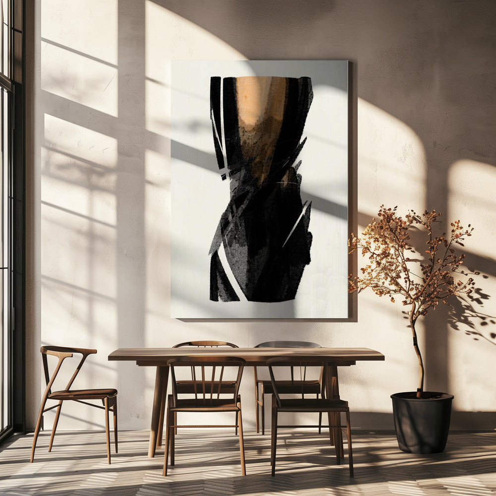 Wandbild Schwarze Figur auf neutralem Hintergrund 3