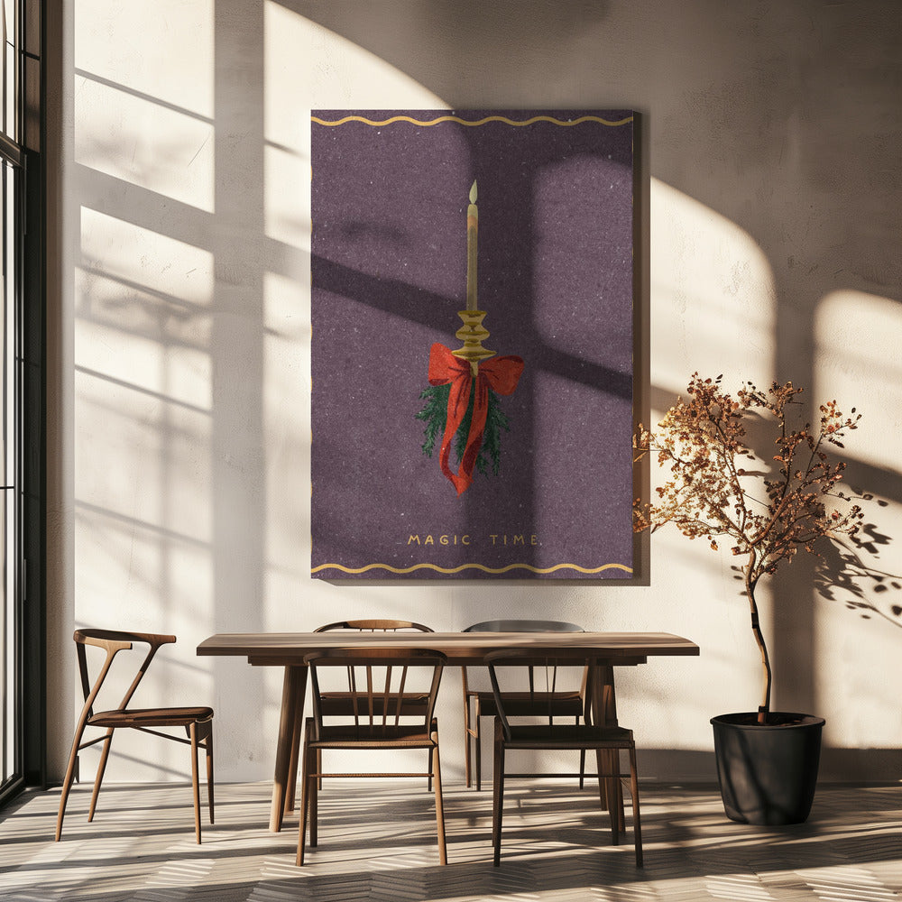 Wandbild Kerze mit Schleife und Tannenzweigen Leinwandbild