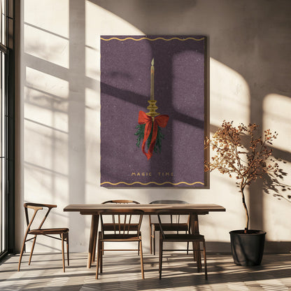 Wandbild Kerze mit Schleife und Tannenzweigen Leinwandbild