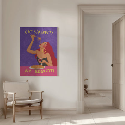 Wandbild Spaghetti essen – kein Bedauern