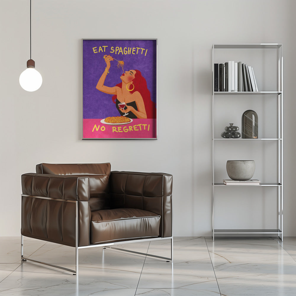 Wandbild Spaghetti essen – kein Bedauern