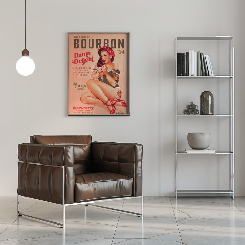 Wall art Babes of Bourbon Vol 22 Vintage Pinup Girl Drinking A Cocktail