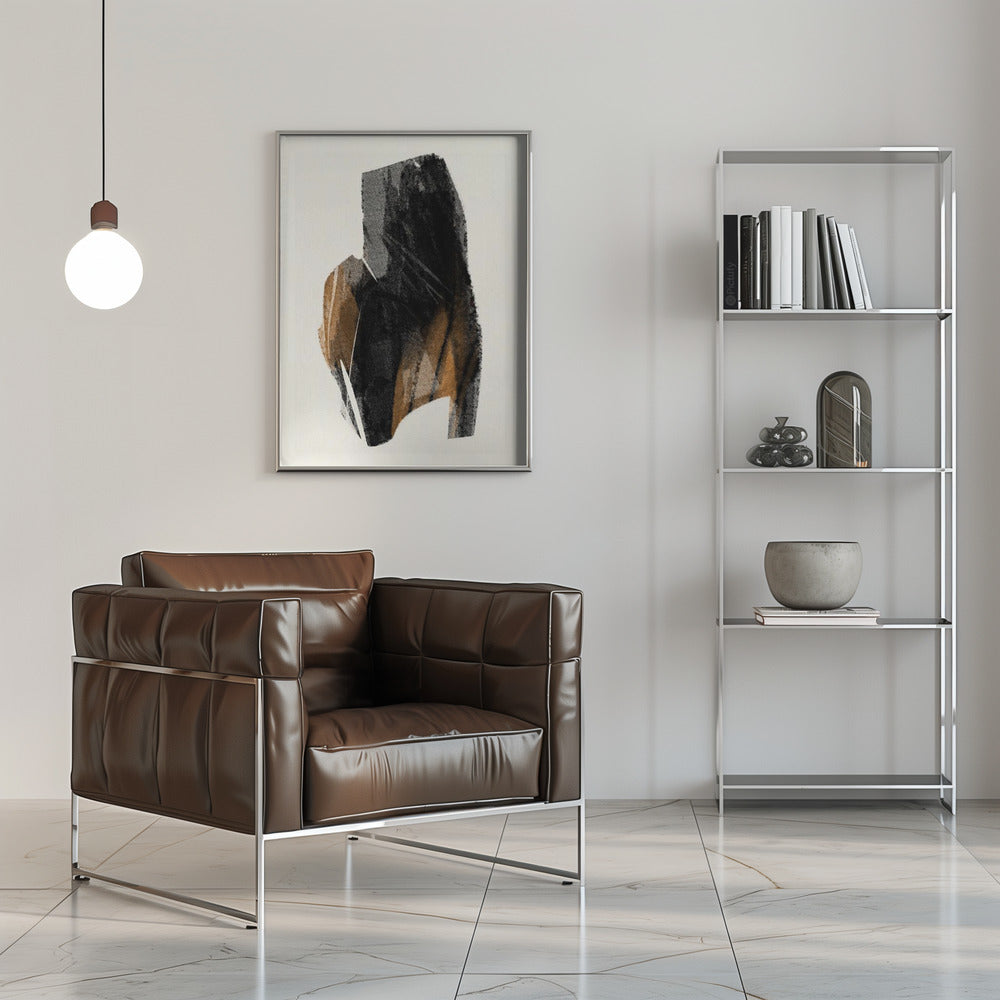 Wandbild Schwarze Figur auf neutralem Hintergrund 4