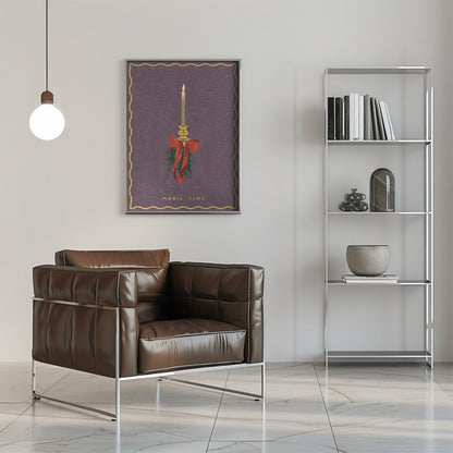 Wandbild Kerze mit Schleife und Tannenzweigen Leinwandbild
