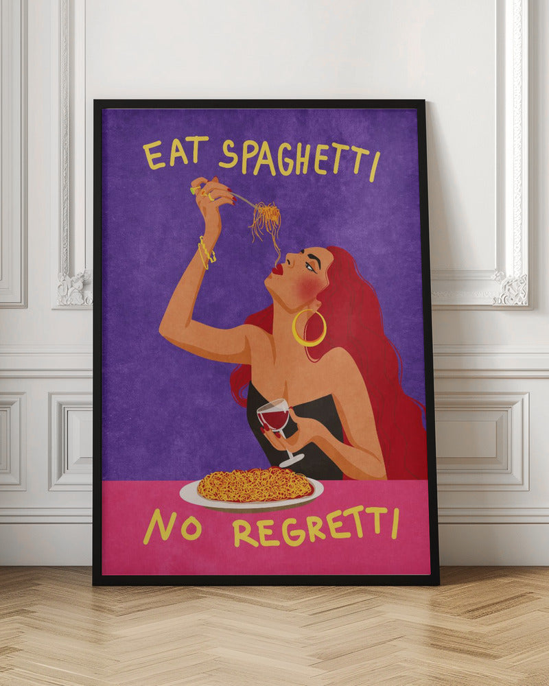 Wandbild Spaghetti essen – kein Bedauern