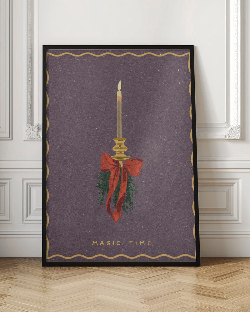 Wandbild Kerze mit Schleife und Tannenzweigen Leinwandbild