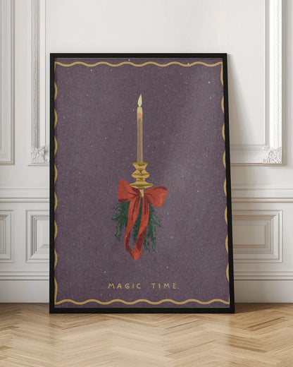 Wandbild Kerze mit Schleife und Tannenzweigen Leinwandbild