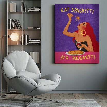Wandbild Spaghetti essen – kein Bedauern