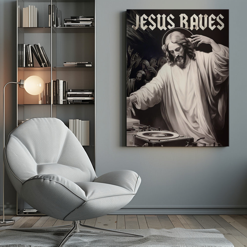 Wandkunst Jesus tanzt ausgelassen