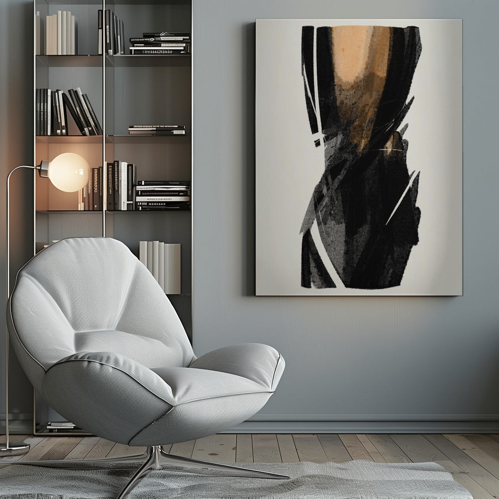 Wandbild Schwarze Figur auf neutralem Hintergrund 3