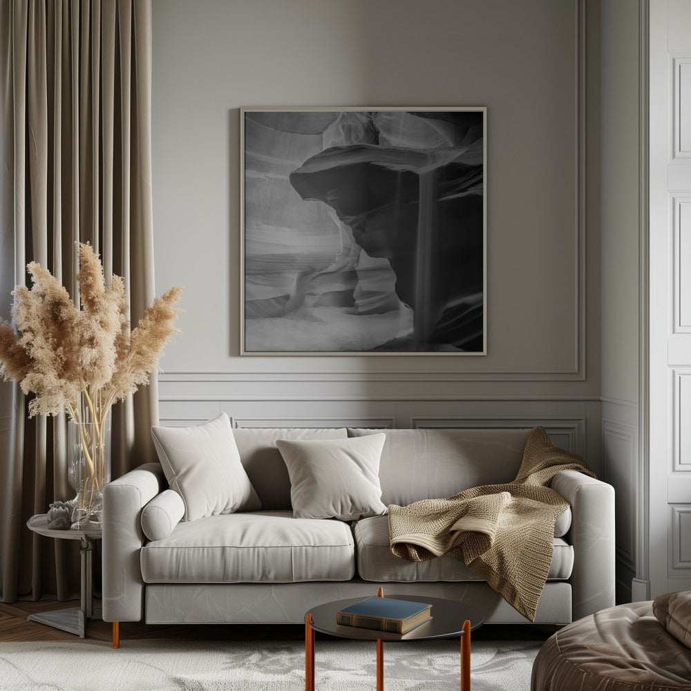Wandbild MONOCHROMES ANTELOPE CANYON Fließender Sand