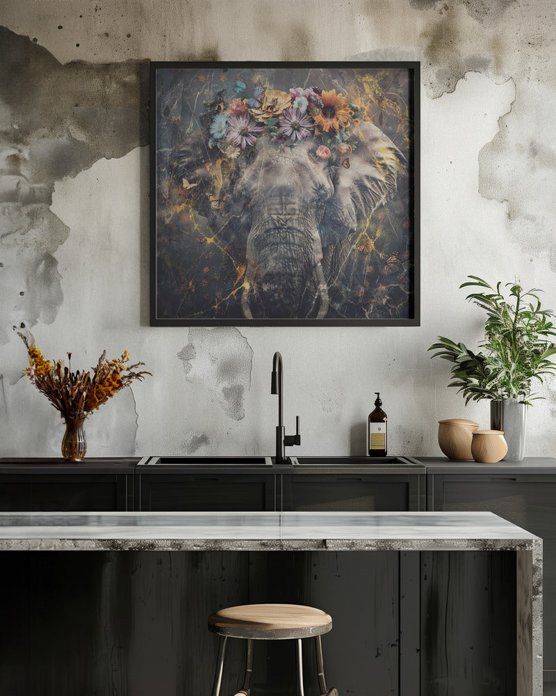 Wandbild Elefant Tier Vintage Kunst Illustration Wandbild 01