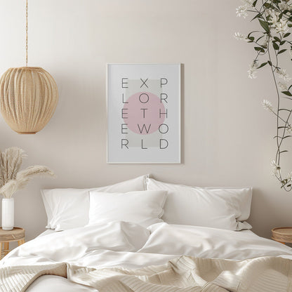 Wandbild Erkunde die Welt - rosa