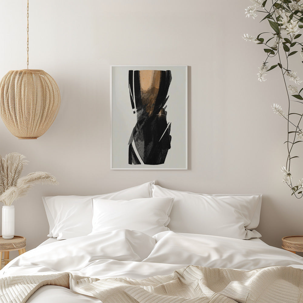 Wandbild Schwarze Figur auf neutralem Hintergrund 3