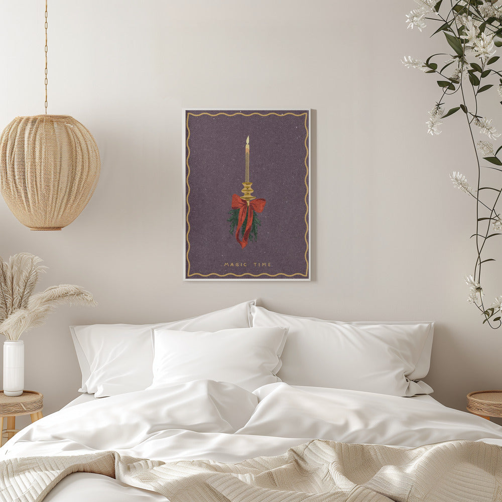 Wandbild Kerze mit Schleife und Tannenzweigen Leinwandbild