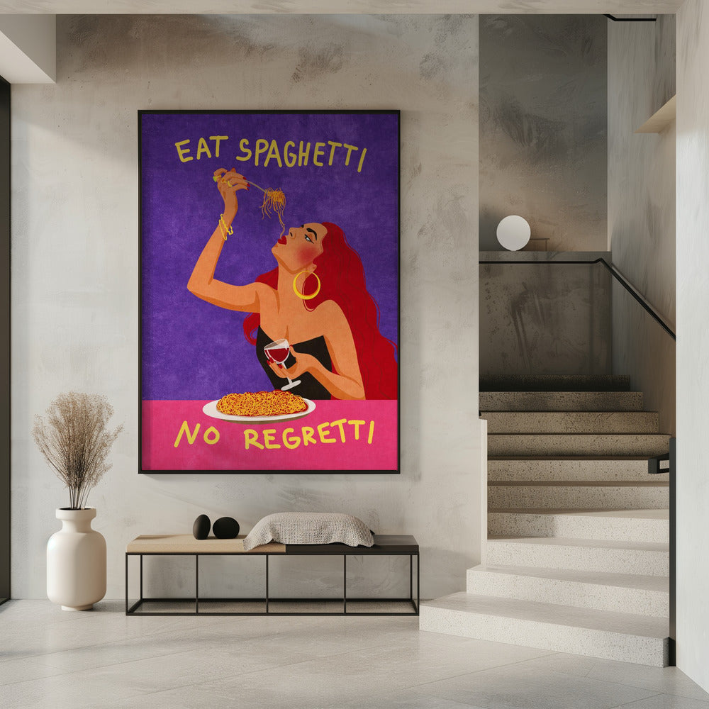 Wandbild Spaghetti essen – kein Bedauern