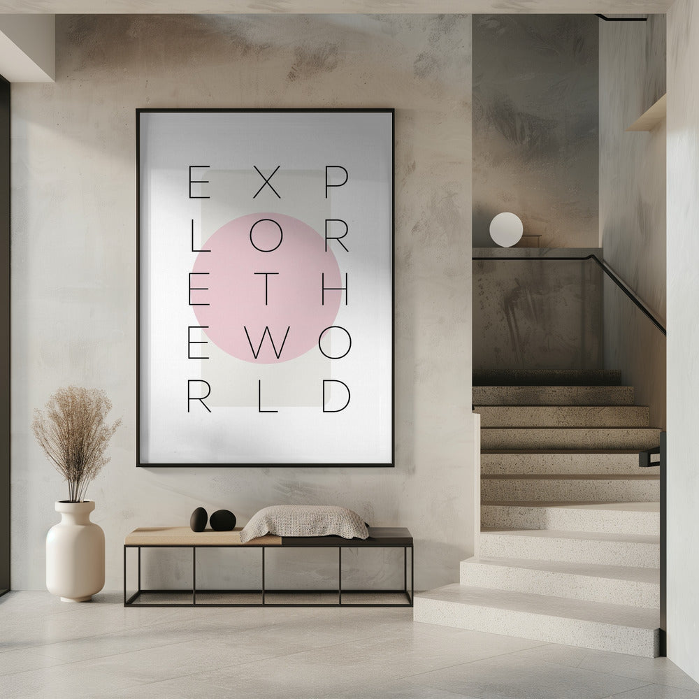 Wandbild Erkunde die Welt - rosa