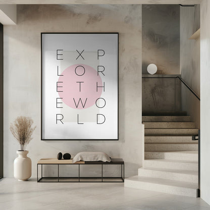 Wandbild Erkunde die Welt - rosa