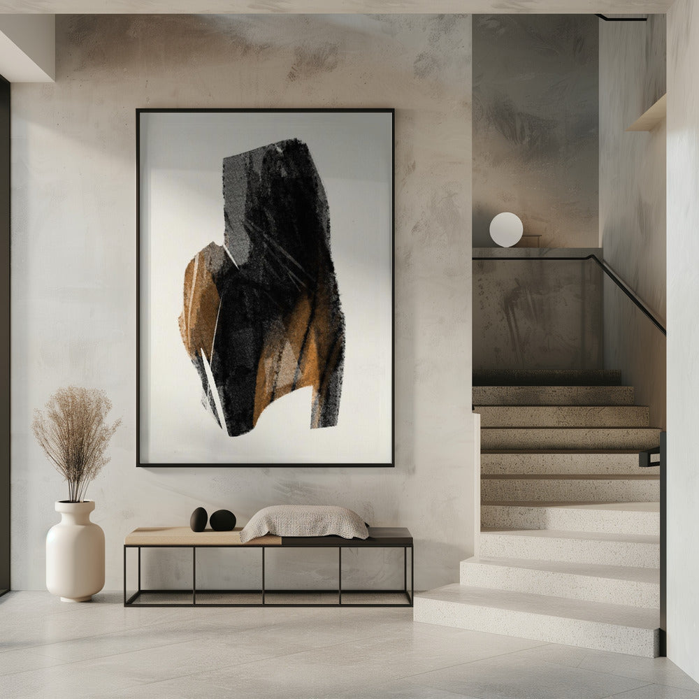 Wandbild Schwarze Figur auf neutralem Hintergrund 4