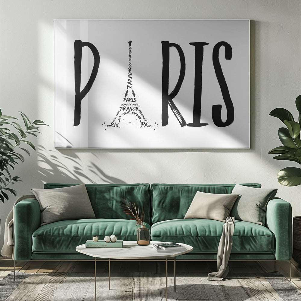 Wandbild PARIS Typografie