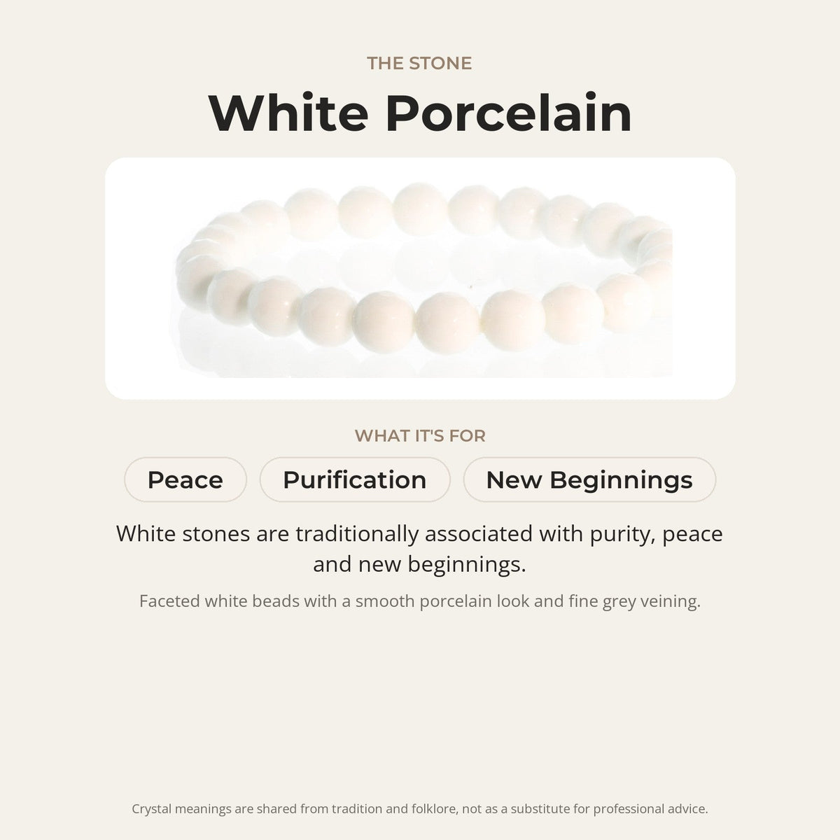 Porcelain White Faceted Round Bracelet - 8mm