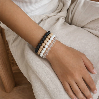 Porcelain White Faceted Round Bracelet - 8mm