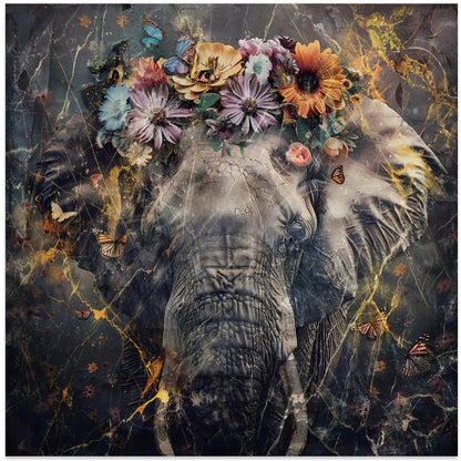 Wandbild Elefant Tier Vintage Kunst Illustration Wandbild 01
