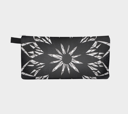 Zippered Cotton Canvas Pencil Case | Black Stained glass