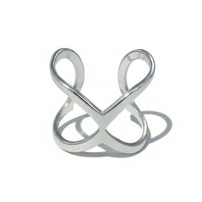 Open X Ring - Grey Stainless Steel