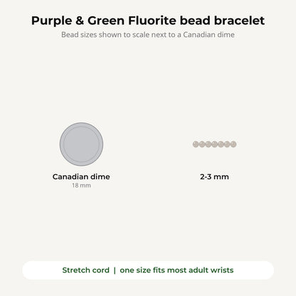 Purple and Green Fluorite Bracelet - 2-3mm