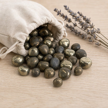 Pyrite Iron Matrix Tumbled Stones - India