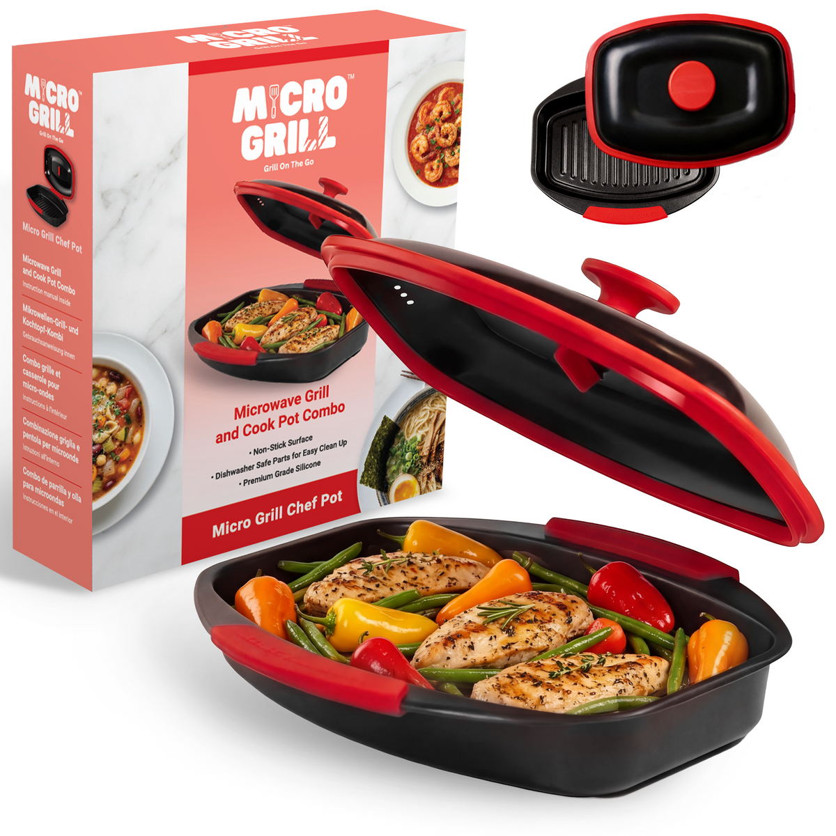 Micro Grill Chef Pot™ Mikrowellen-Kochtopf – Vielseitiger Mikrowellen-Speisekocher mit Deckel – Mikrowellengeeigneter Dampfgarer & Suppentopf – BPA-frei, spülmaschinenfest, ideal für schnelle Mahlzeiten & gesundes Kochen