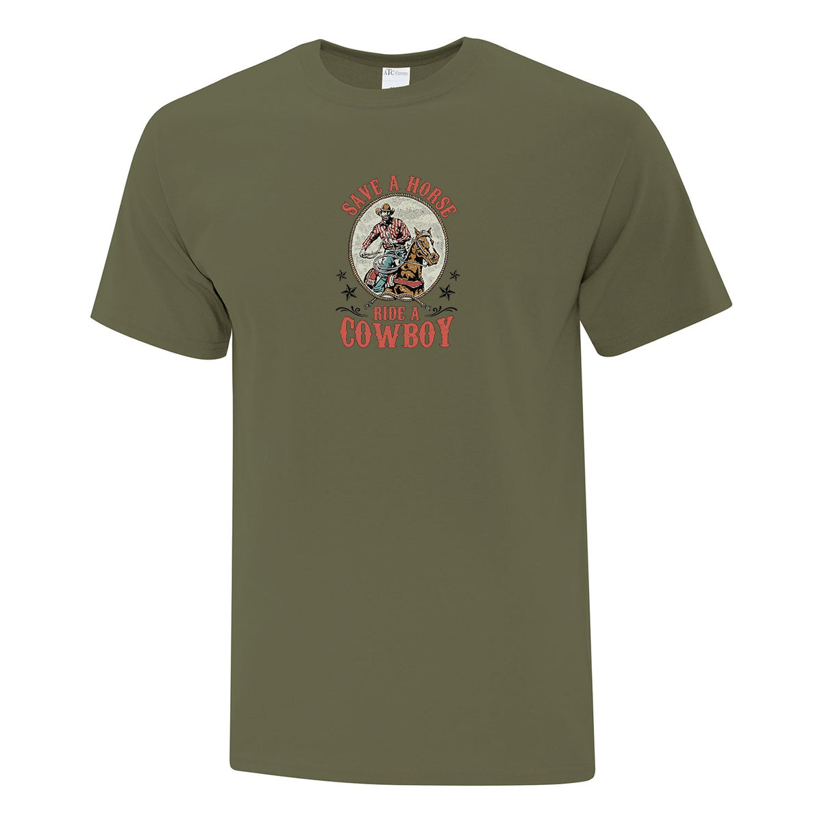 T-shirt "Save a horse, ride a cowboy" imprimé