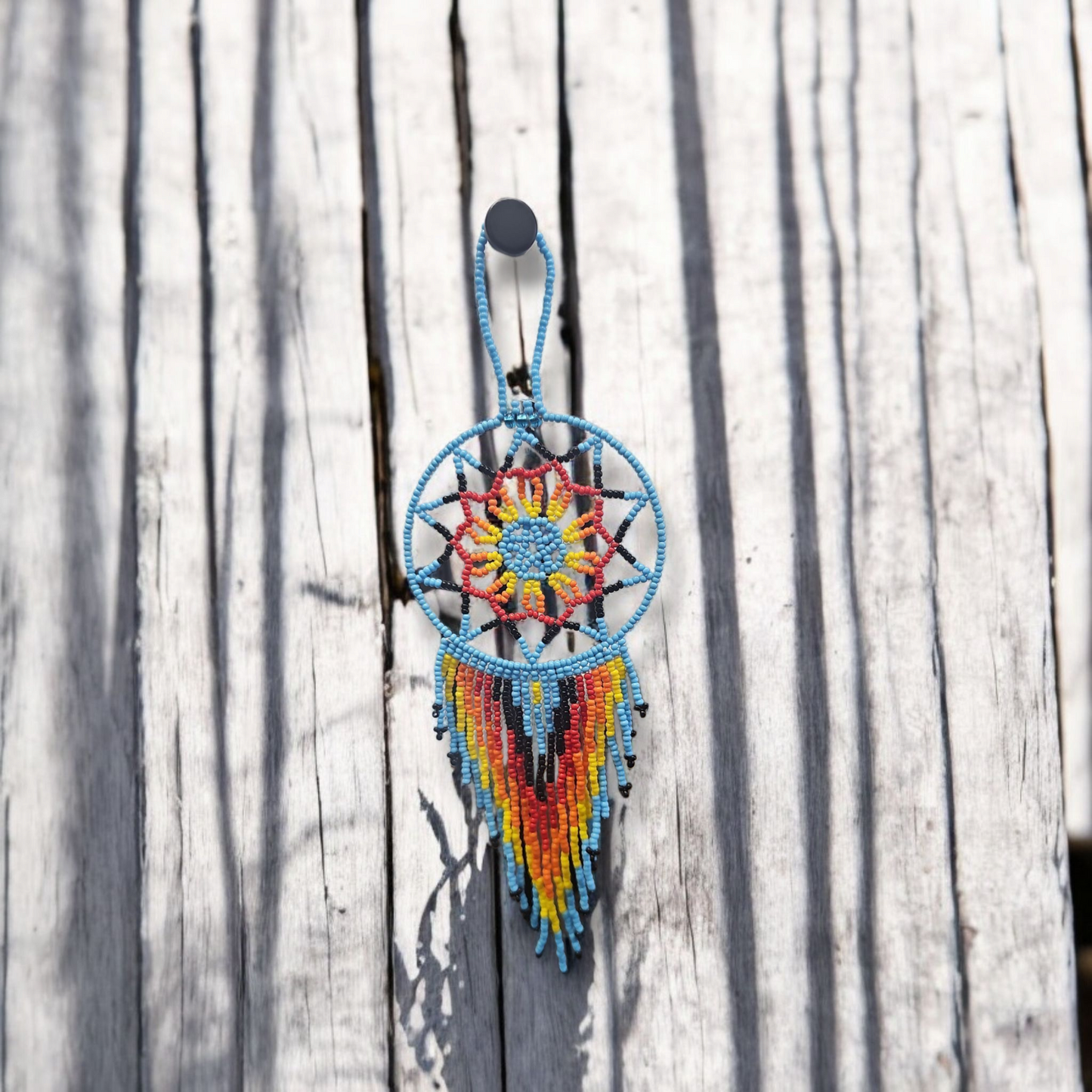 Sky blue yellow ,Celestial Beaded Handmade Dreamcatcher