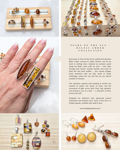 Honeylight Earrings | Sterling Silver Baltic Amber | Tears of the Sun